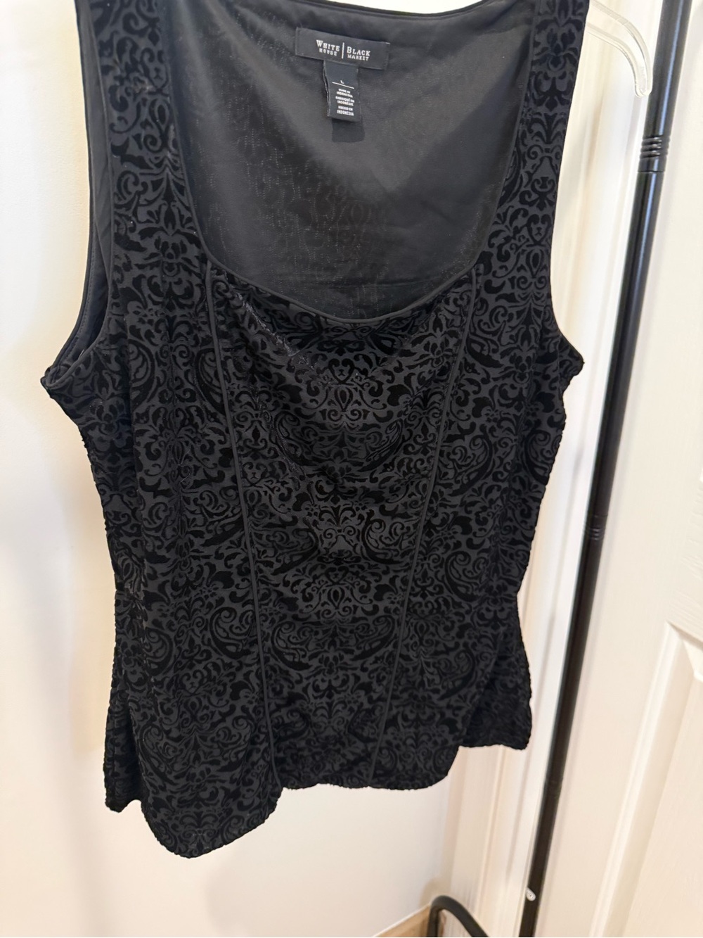 White House Black Market Black Patterned Blouse